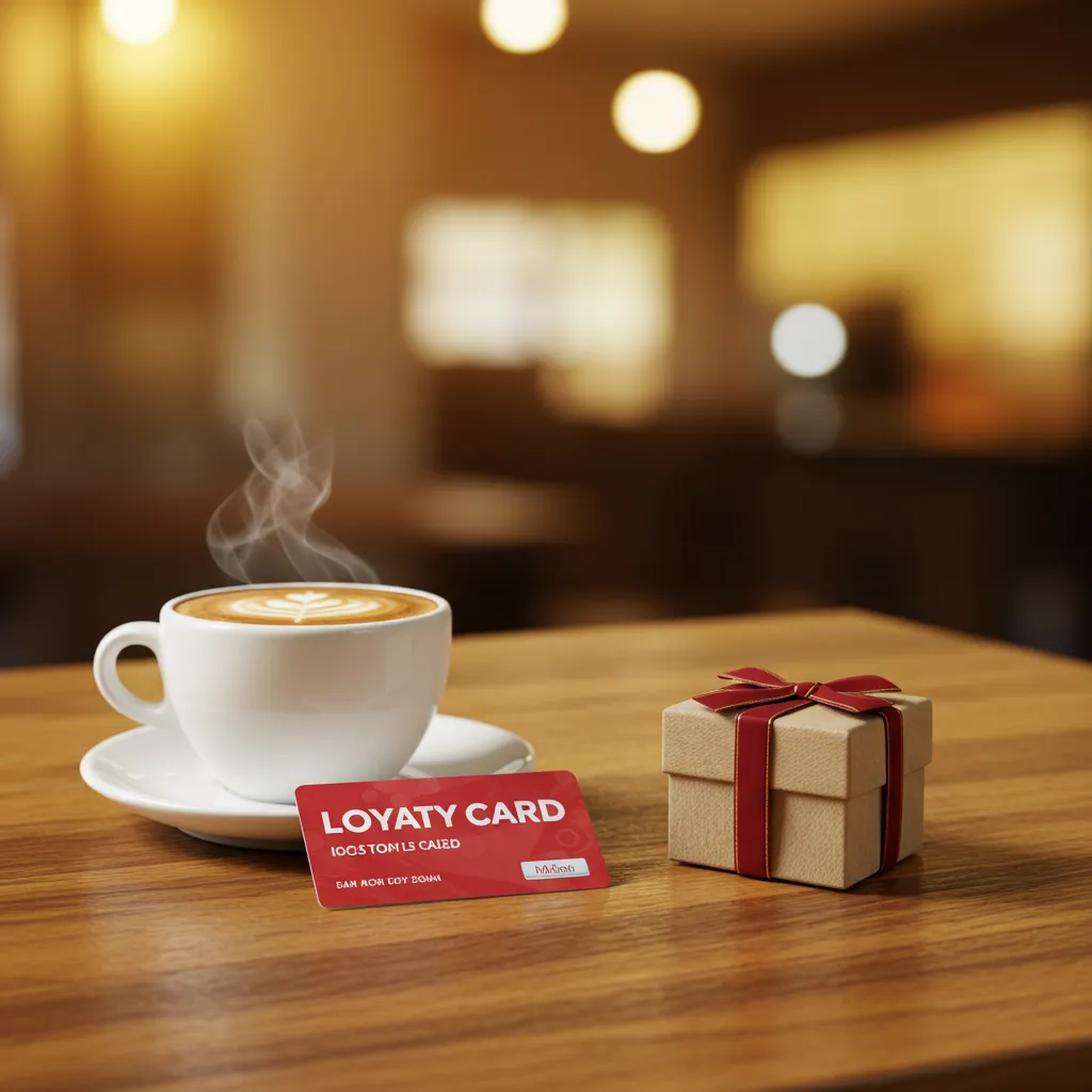 Carte de fidélité et cadeau posés sur une table en bois, symbolisant les avantages du programme de fidélité Maisons du Monde