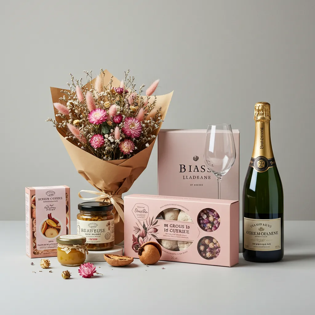 Sélection de cadeaux sûrs et universels pour belle-mère peu connue : panier gastronomique, fleurs séchées, box beauté et coffret dégustation