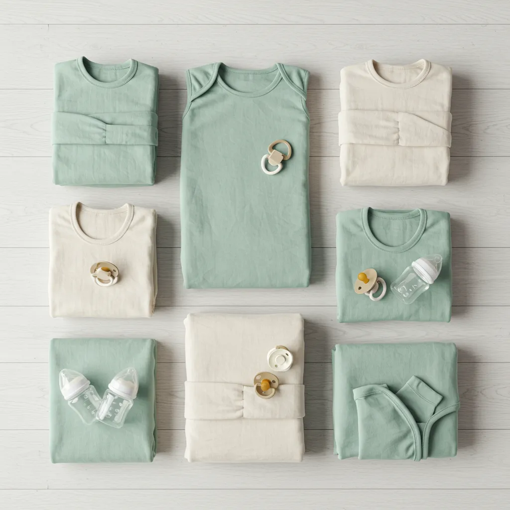 Essentiels bébé renouvelés pour un deuxième enfant : gigoteuses, tétines et biberons soigneusement pliés