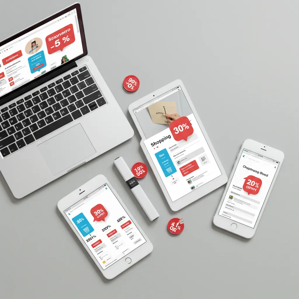 Plusieurs appareils numériques affichant différentes plateformes de ventes privées en ligne