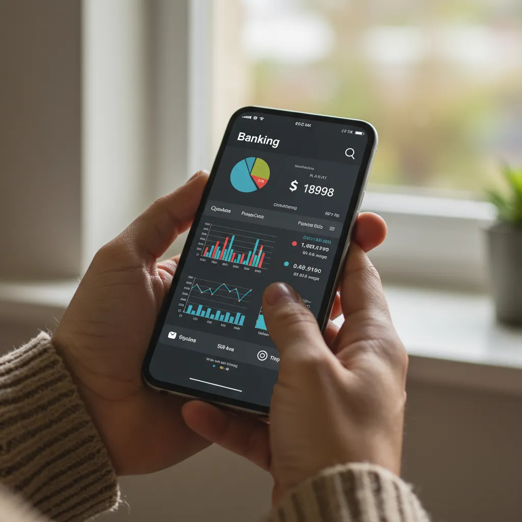 Consultation d'une application de banque en ligne sur smartphone pour comparer les offres BoursoBank, Fortuneo et Hello bank