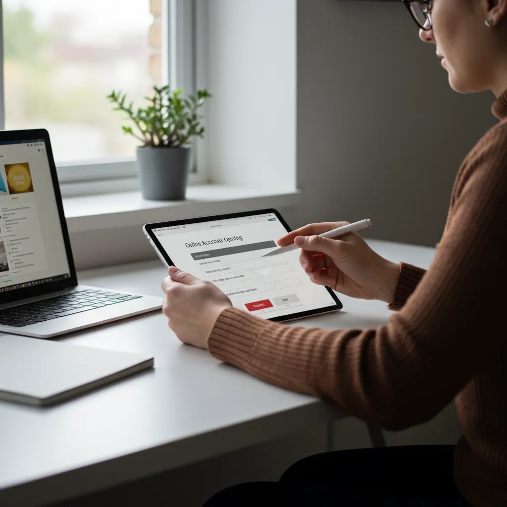 Ouverture d'un compte bancaire en ligne sur tablette, étapes clés pour rejoindre une banque digitale en 2026