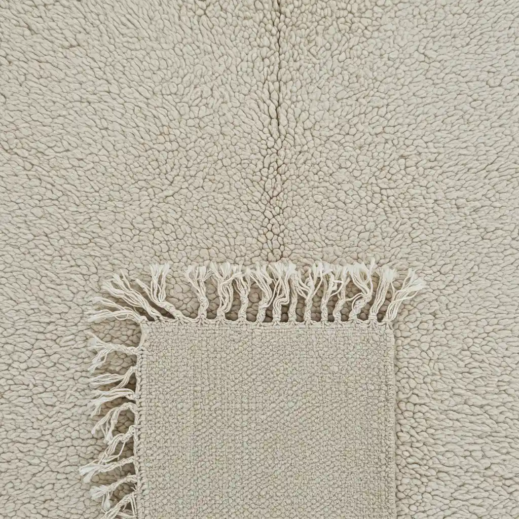 Gros plan sur le dos d'un tapis Beni Ouarain authentique révélant les nœuds irréguliers caractéristiques du tissage artisanal à la main
