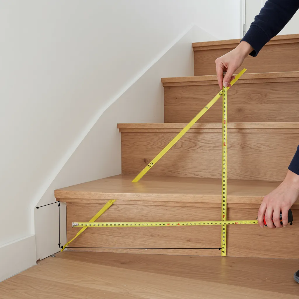 Mesure de la hauteur disponible sous un escalier avant l'aménagement d'un bureau