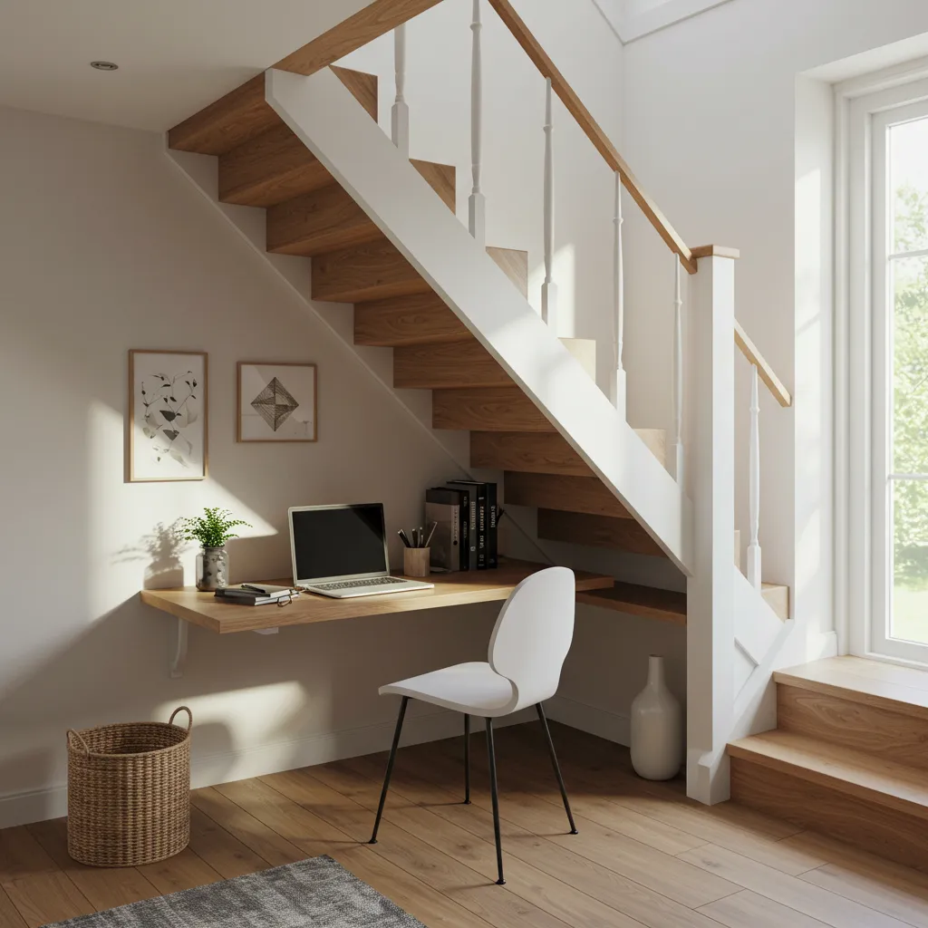 Bureau d'angle sous escalier : 5 aménagements astucieux dans 2 m²