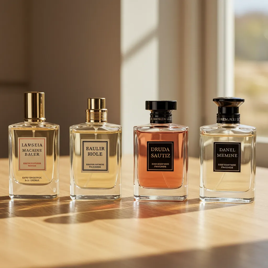 Quatre flacons de parfum signature abordables représentant des profils olfactifs variés