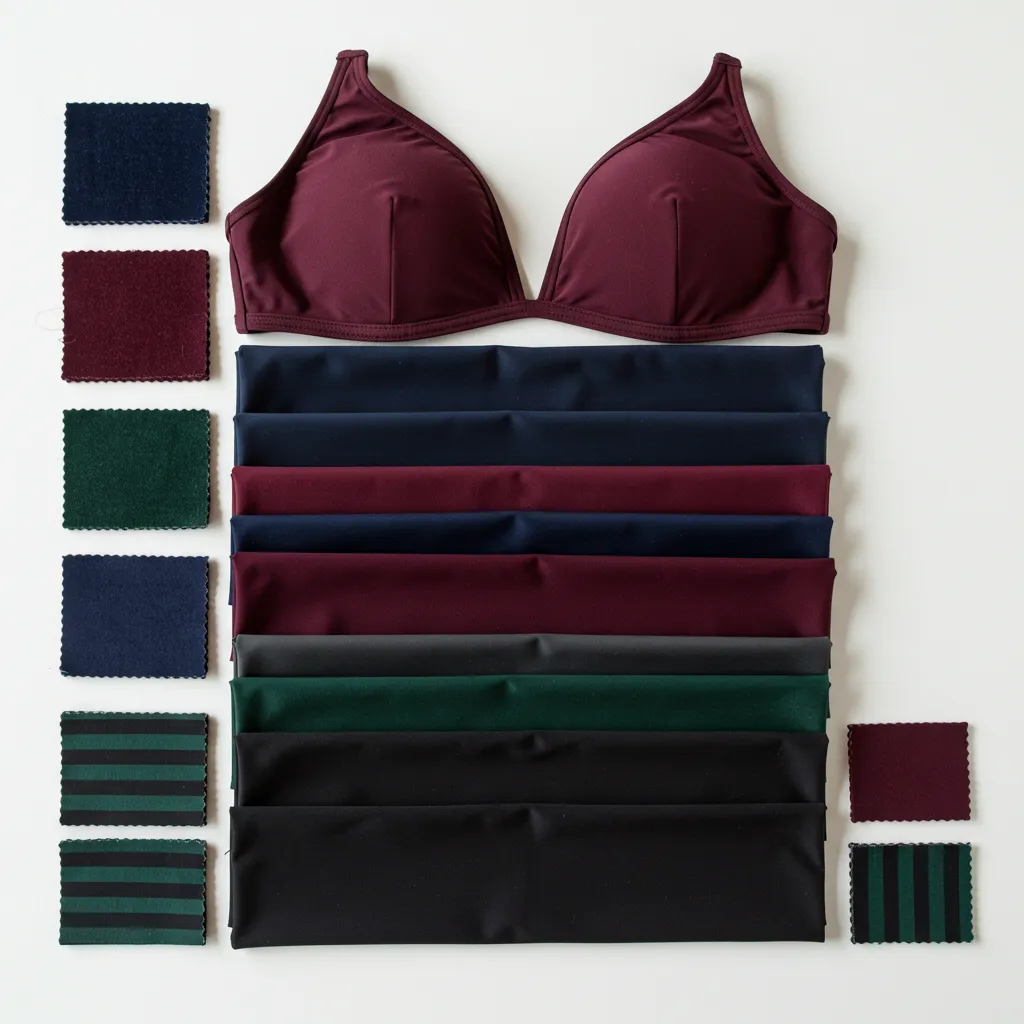 Palette de couleurs foncées et motifs verticaux recommandés pour les maillots de bain pour ventre rond
